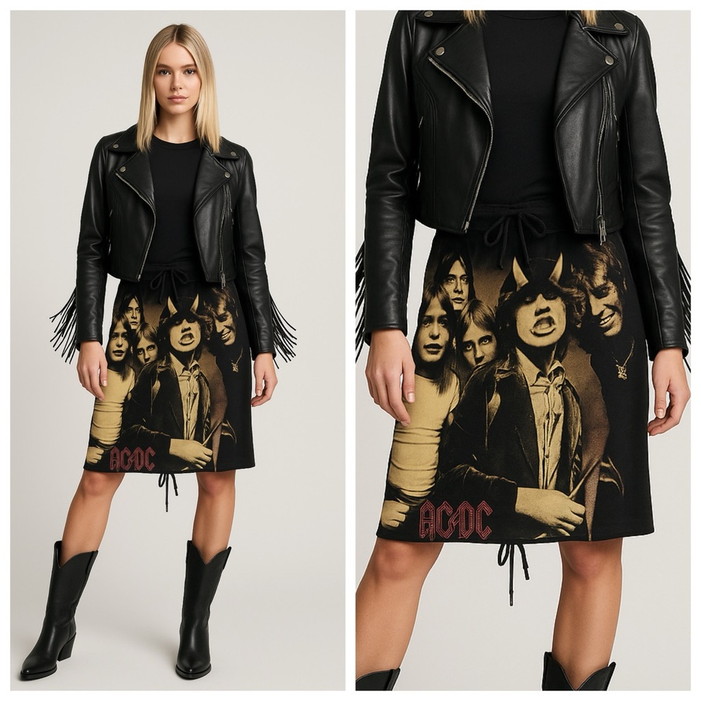 NWOT AC/DC Highway To Hell Skirt Black Size Medium